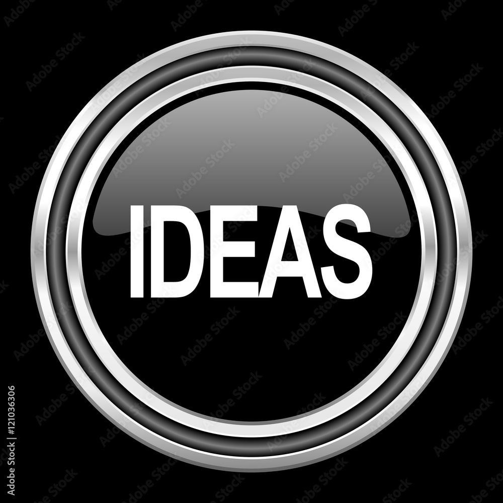 ideas silver chrome metallic round web icon on black background ideas silver chrome metallic round web icon on black background