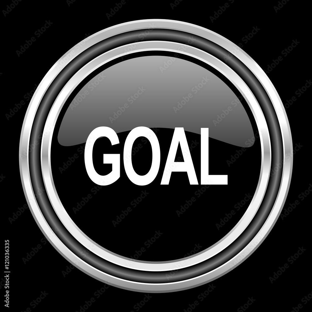 goal silver chrome metallic round web icon on black background goal silver chrome metallic round web icon on black background