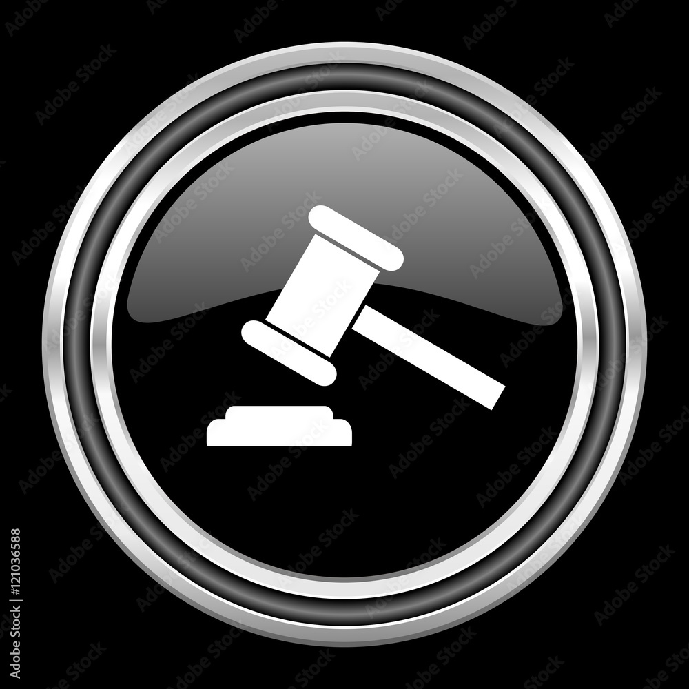 auction silver chrome metallic round web icon on black background auction silver chrome metallic round web icon on black background