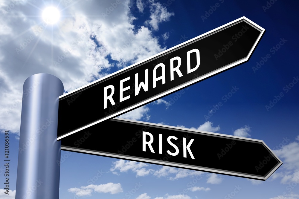 Fototapeta premium Singpost illustration, two arrows - risk and reward