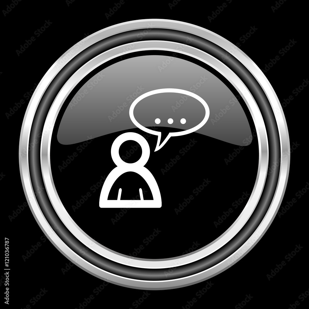 forum silver chrome metallic round web icon on black background forum silver chrome metallic round web icon on black background