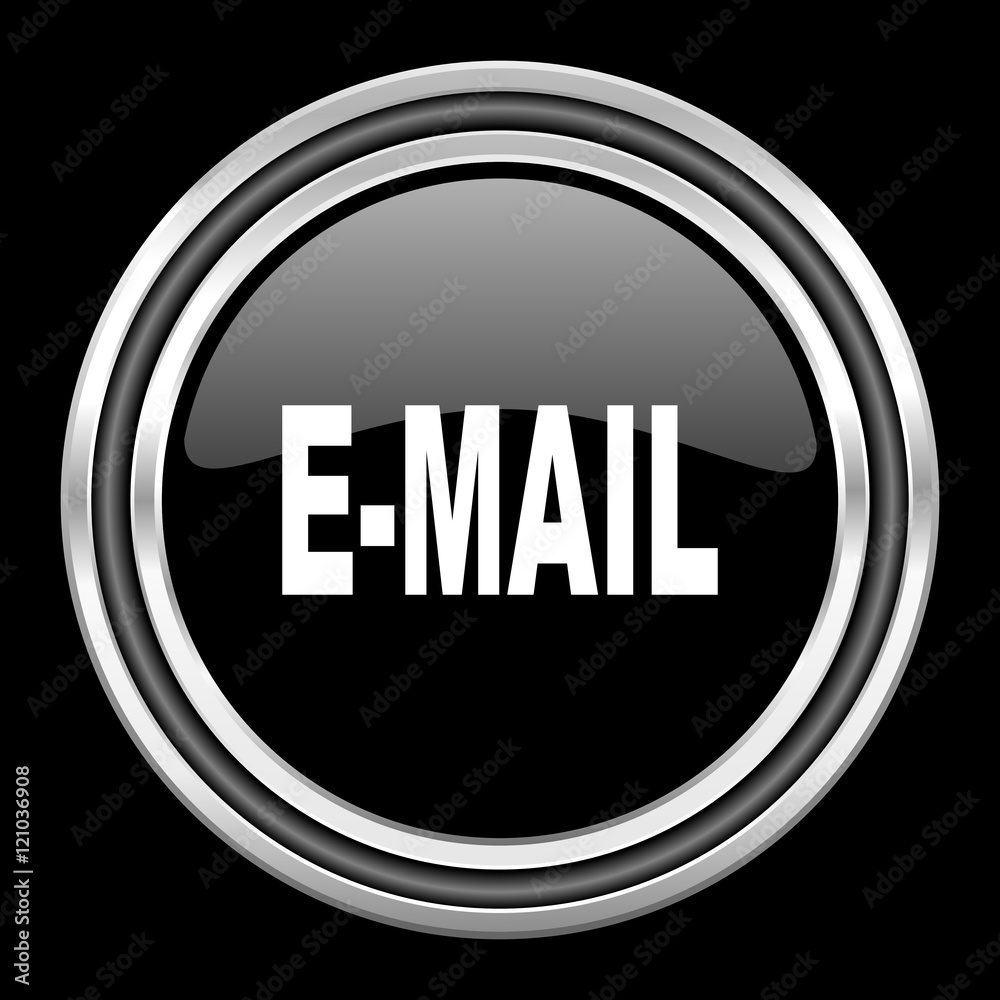 email silver chrome metallic round web icon on black background email silver chrome metallic round web icon on black background