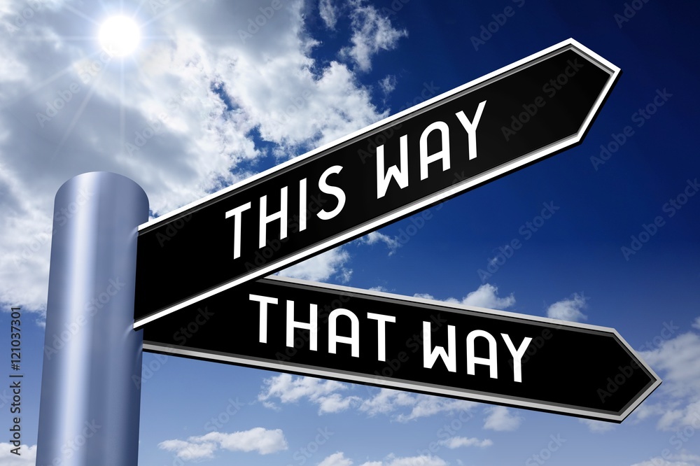 Fototapeta premium Singpost illustration, two arrows - this way
