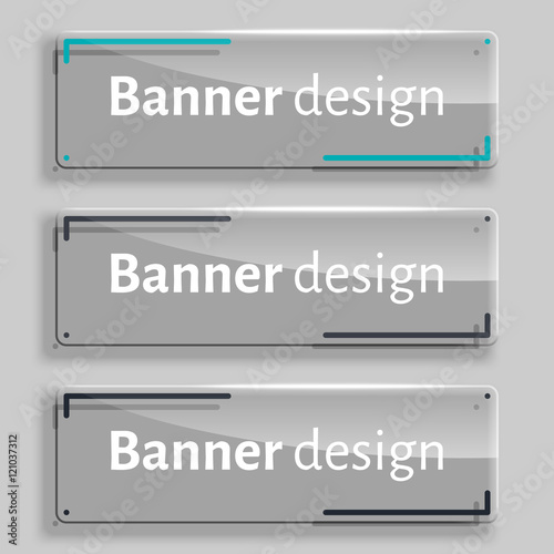 Set of three realistic abstract transparent banners