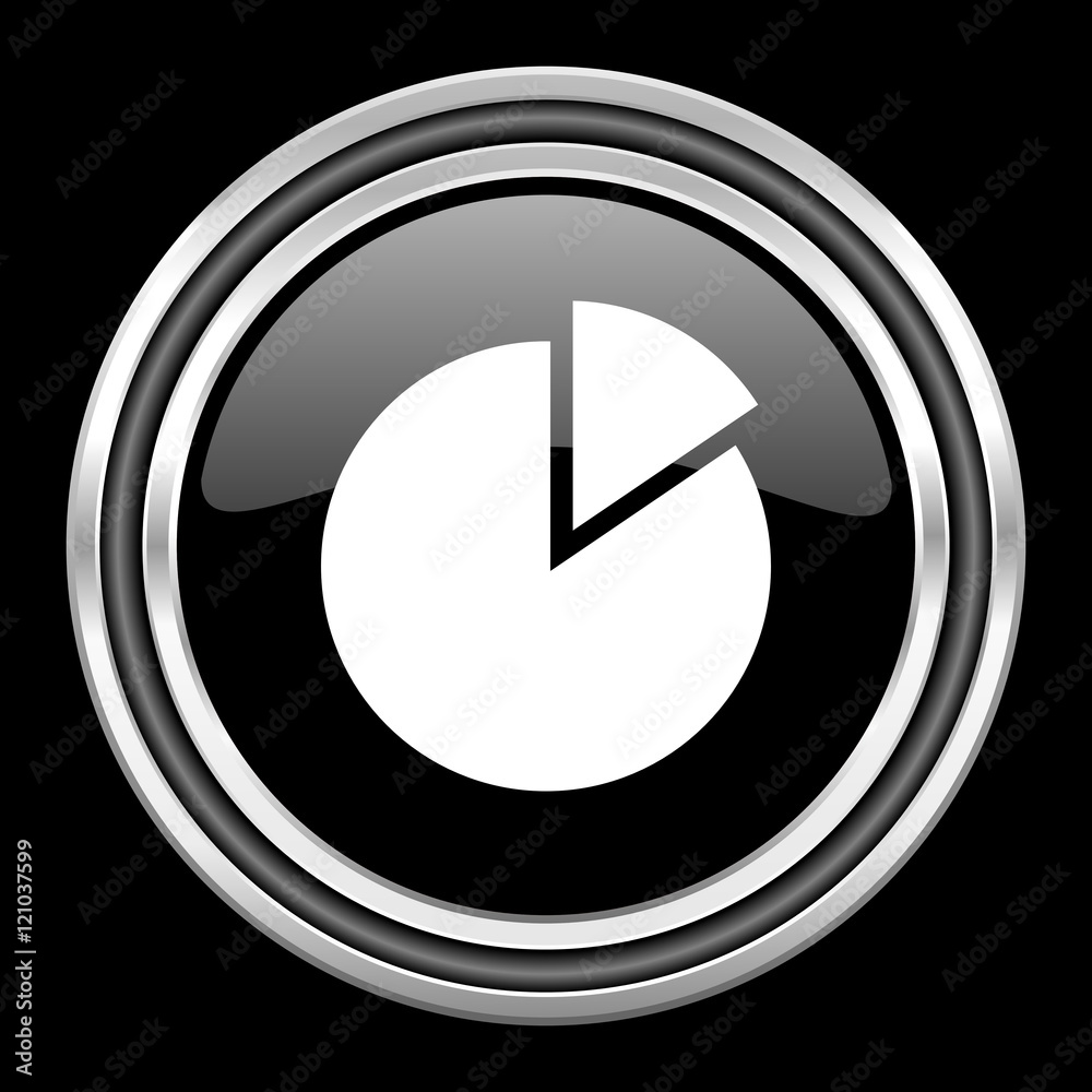 chart silver chrome metallic round web icon on black background chart silver chrome metallic round web icon on black background