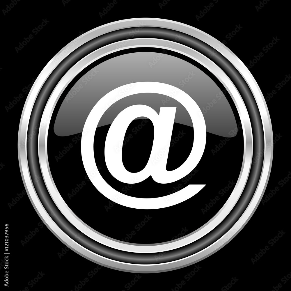 email silver chrome metallic round web icon on black background email silver chrome metallic round web icon on black background