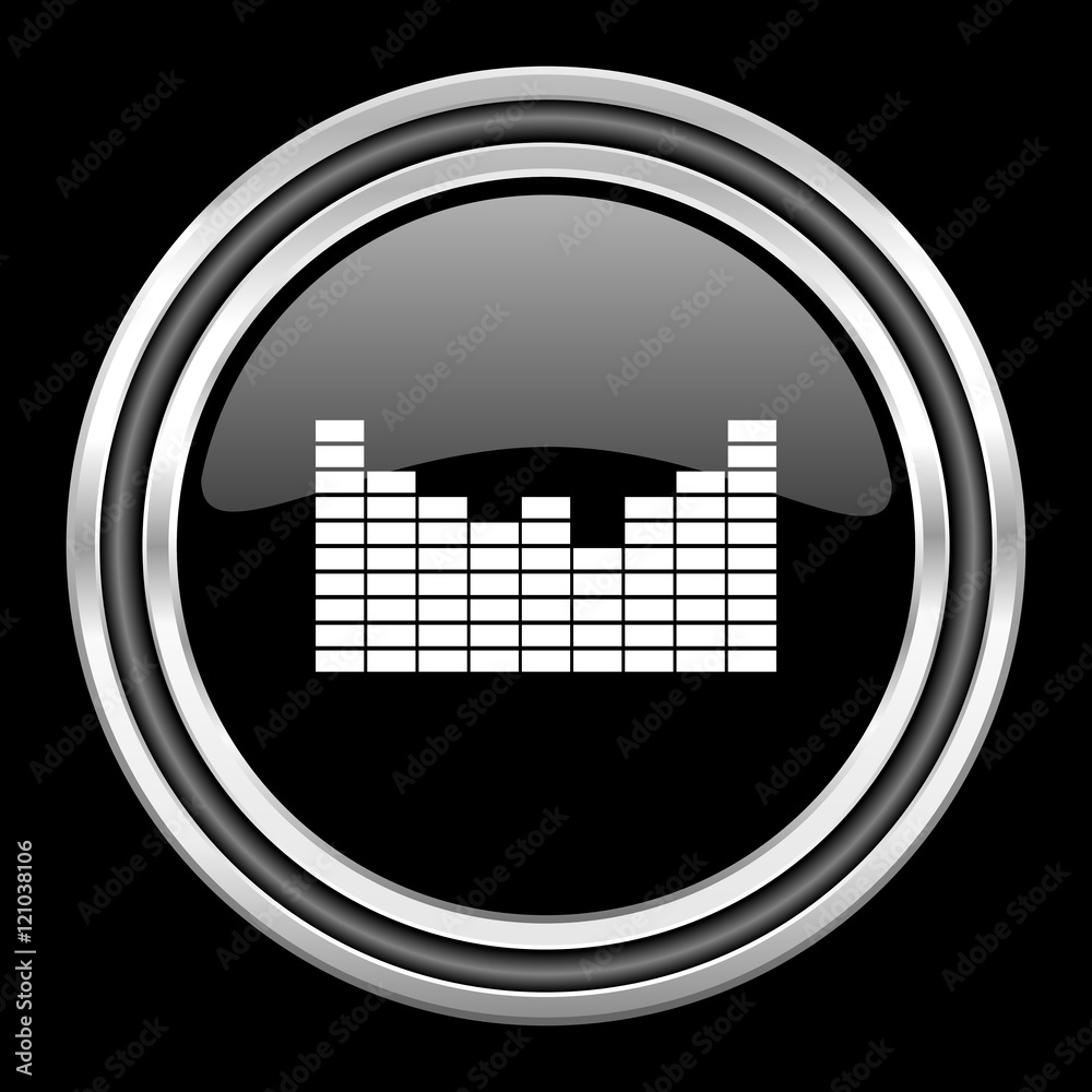 sound silver chrome metallic round web icon on black background sound silver chrome metallic round web icon on black background