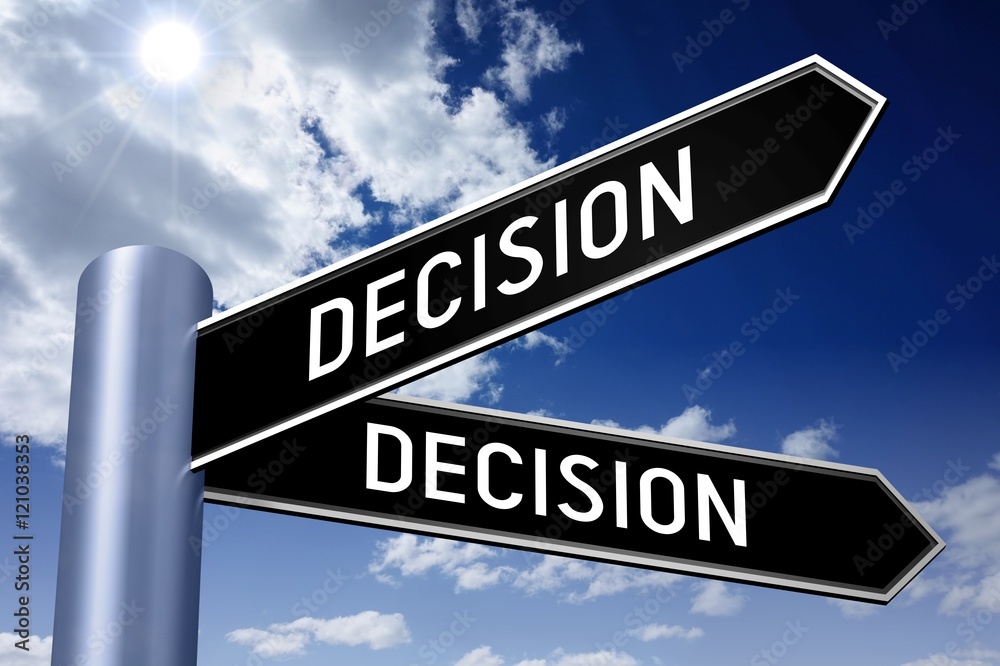 Obraz premium Singpost illustration, two arrows - decision