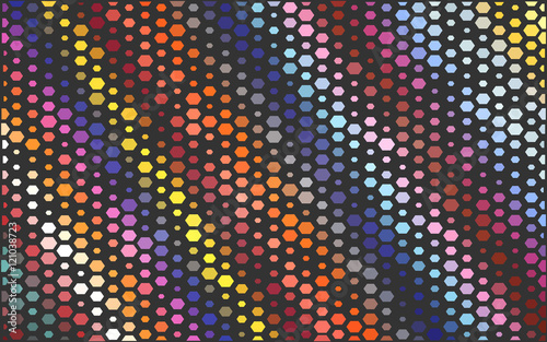Colored polygons of different sizes. Dark background.