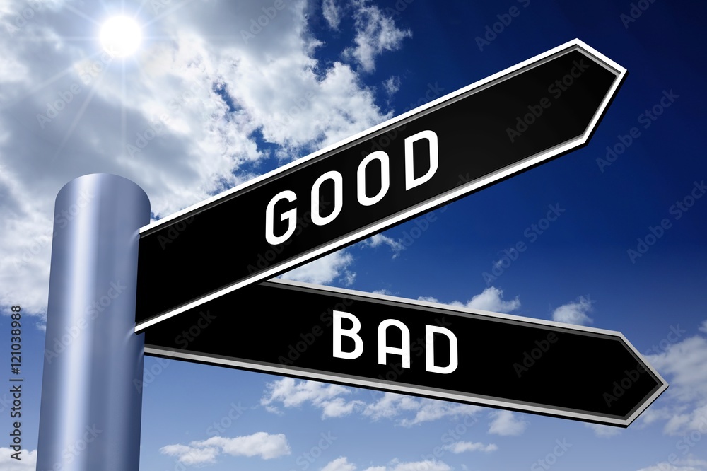 Fototapeta premium Singpost illustration, two arrows - good or bad