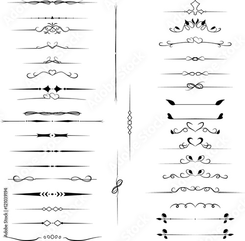Set decorative design elements, calligraphic flourishes page decor