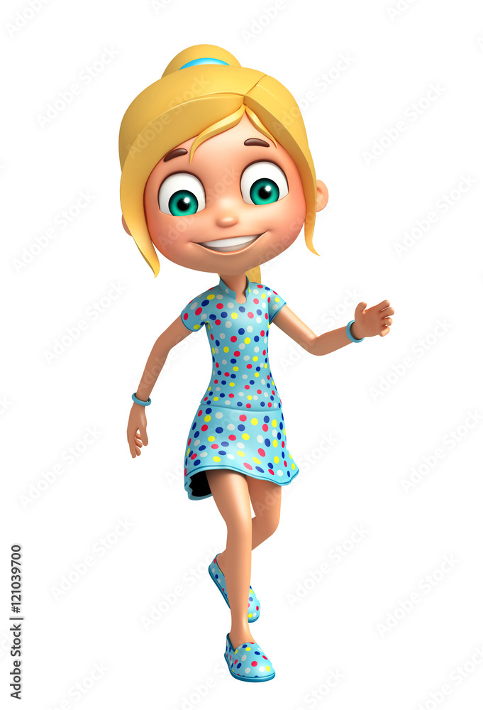 kid girl with Walking pose kid girl with Walking pose