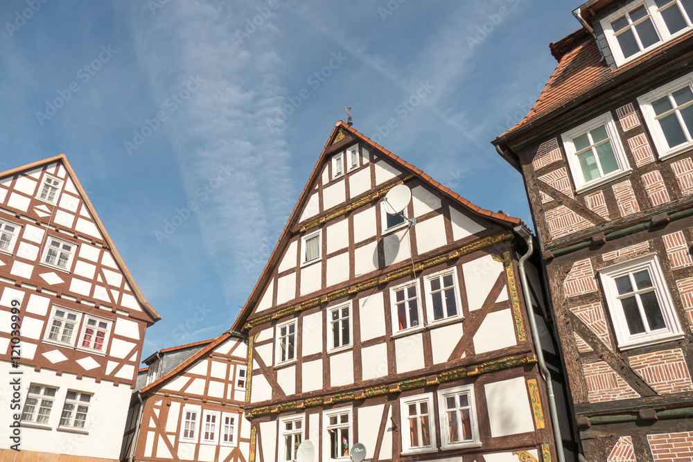 Half-timbered houses. Half-timbered houses.
