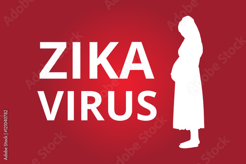 Zika Virus text with pregnant women vector illustration