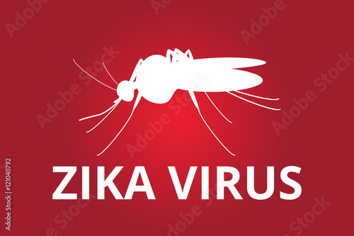 Zika Virus text with mosquito vector illustration