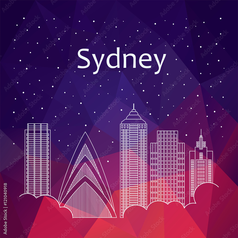 Naklejka premium Sydney for banner, poster, illustration, game, background