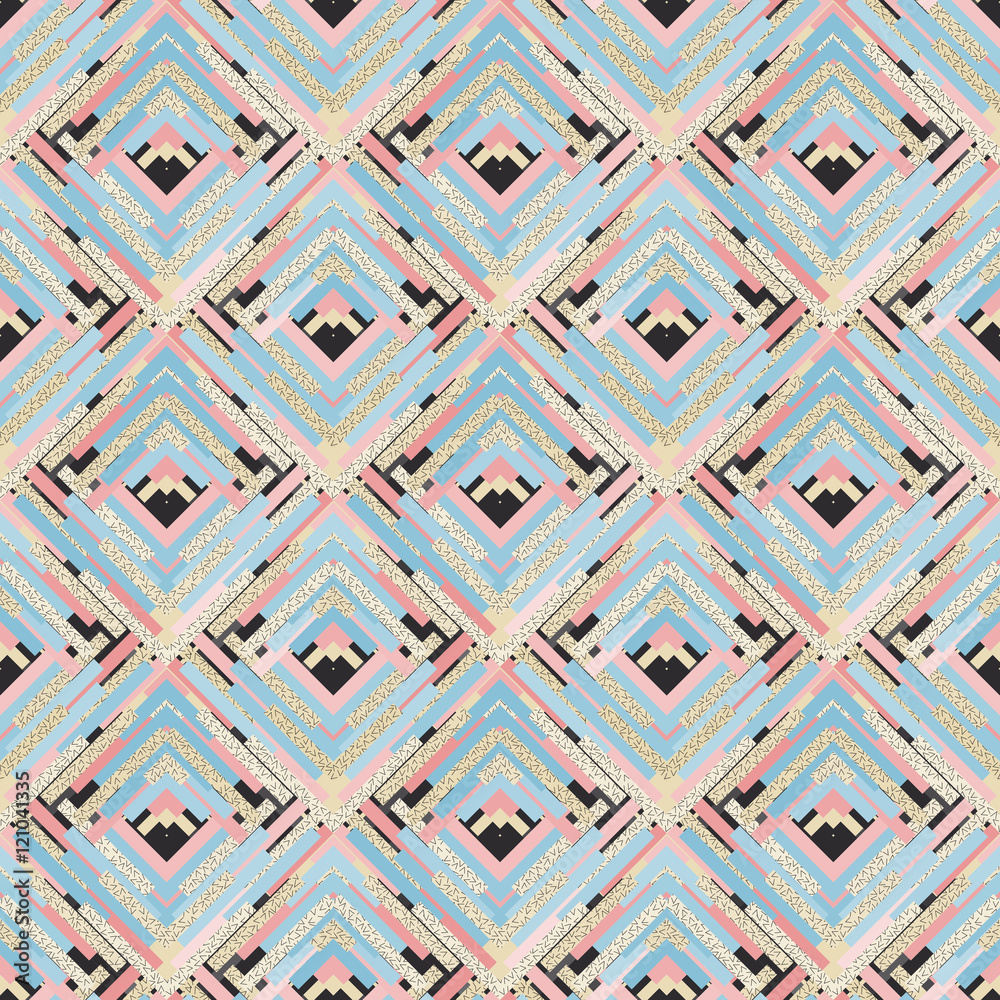 Seamless backdrop. Retro design. Memphis illustration. Avant-garde graphic. Vintage pattern. Bauhaus ornament. Postmodernism print. Hipster background. Futuristic art. Geometry wallpaper. Vector.
