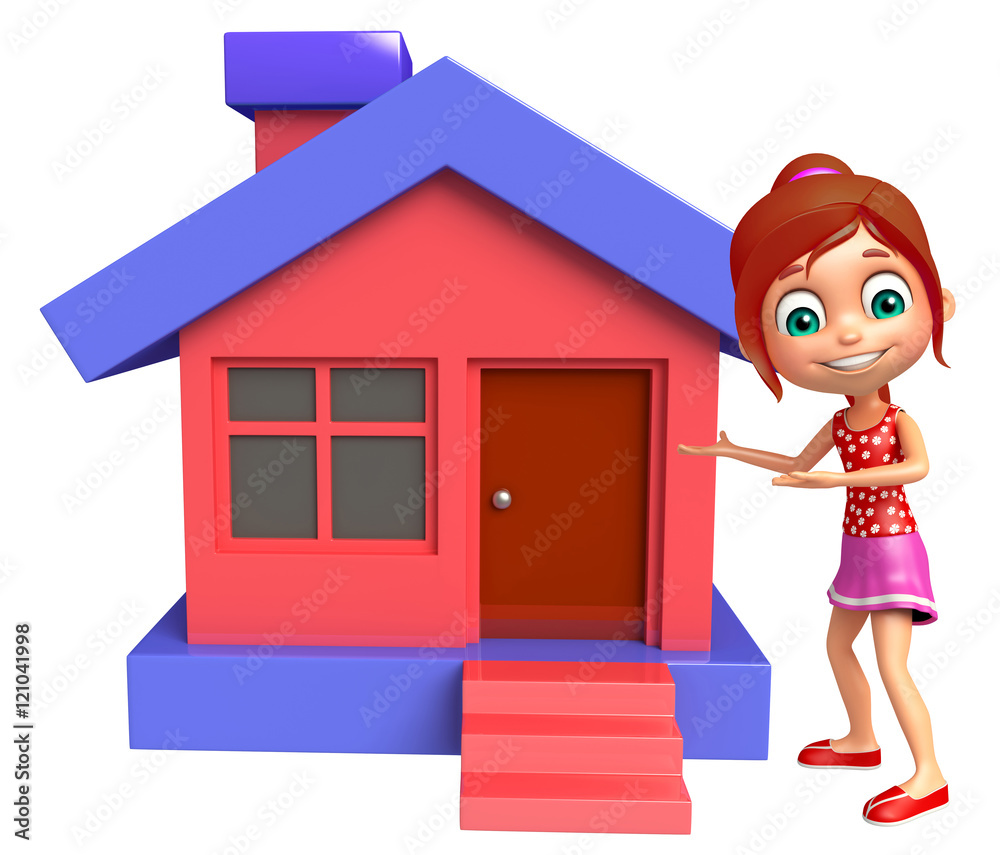 kid girl with Home kid girl with Home
