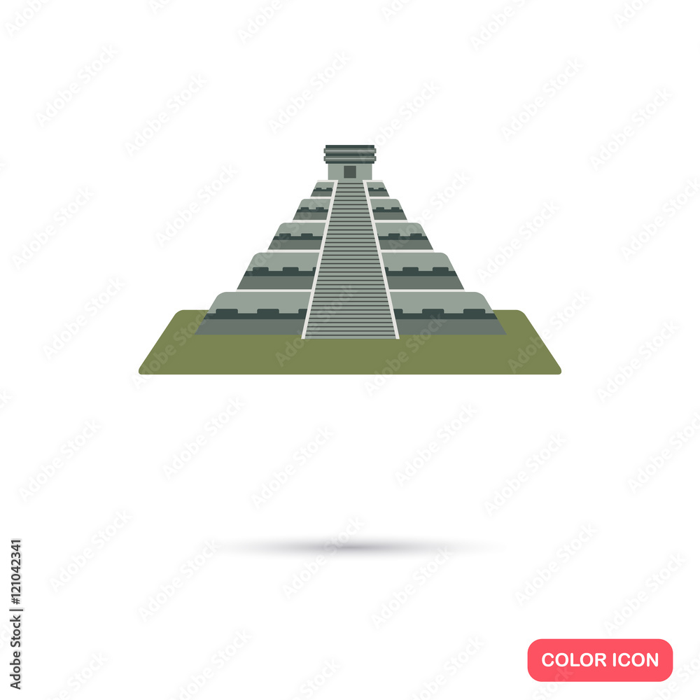 Aztec temple color icon. Flat design Aztec temple color icon. Flat design