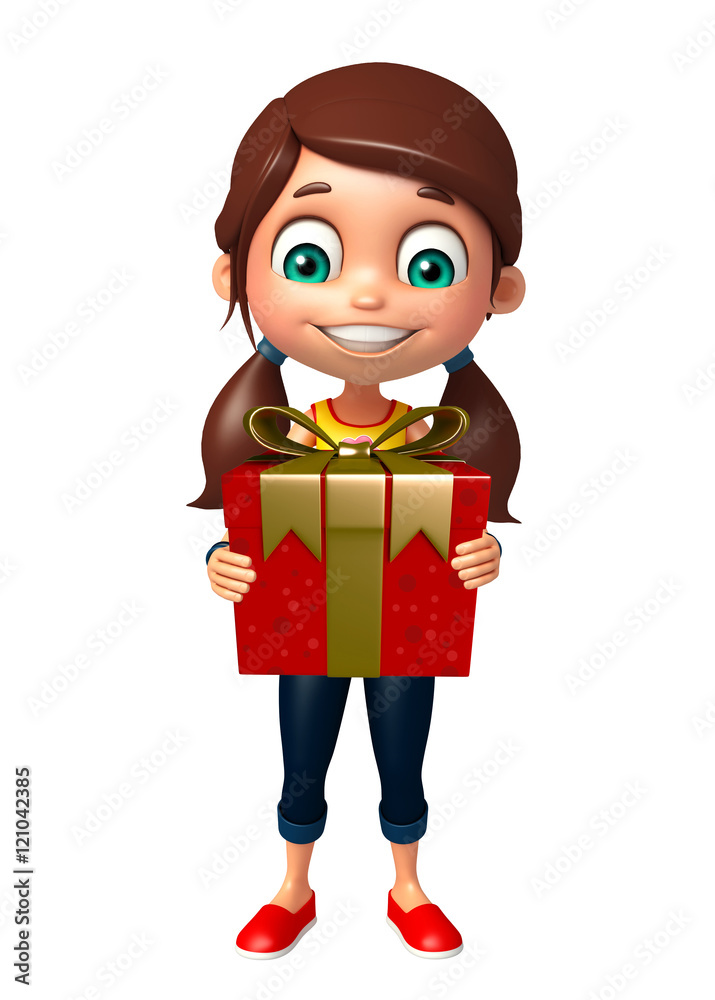 kid girl with Gift box kid girl with Gift box
