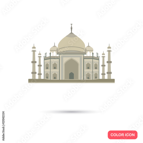 Taj Mahal color icon. Flat design