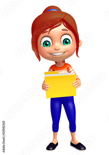 kid girl with Folder