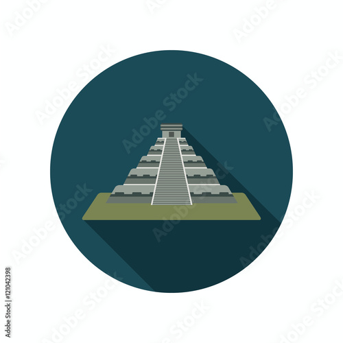 Aztec temple color icon. Flat design
