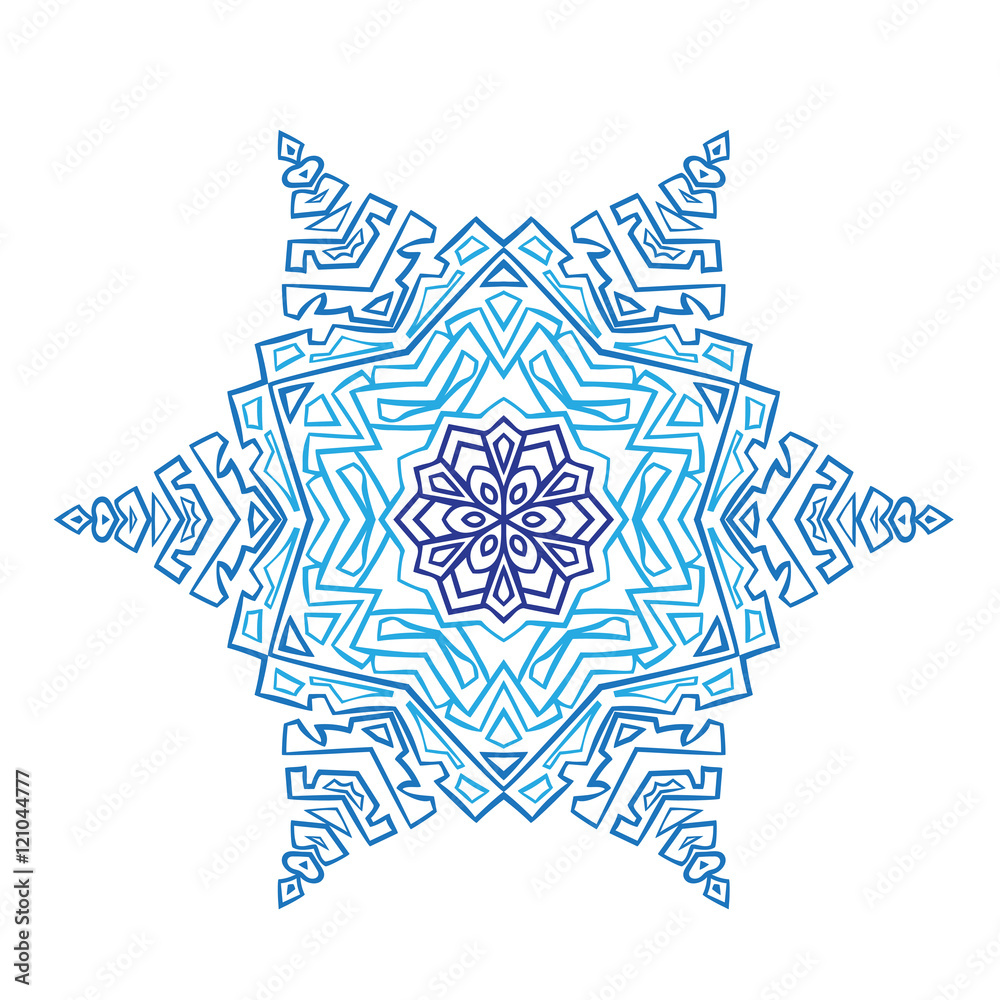 Hand-drawn doodles natural snowflake. Zentangle mandala style.