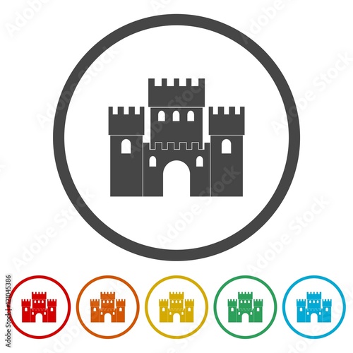 Castle Building Architecture Company Logo Vector Icon Set