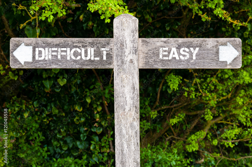 DIFFICULT versus EASY directional signs