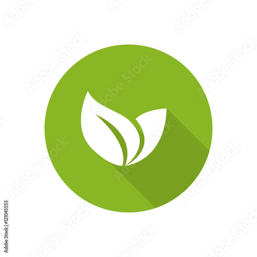 Eco icon with green leaf.