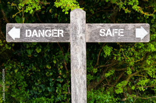 DANGER versus SAFE directional signs