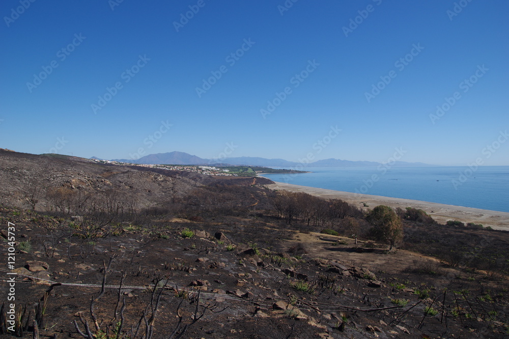 Verbrannte Küste in Andalusien