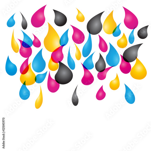 Vector abstract colored background with cmyk drops of printer