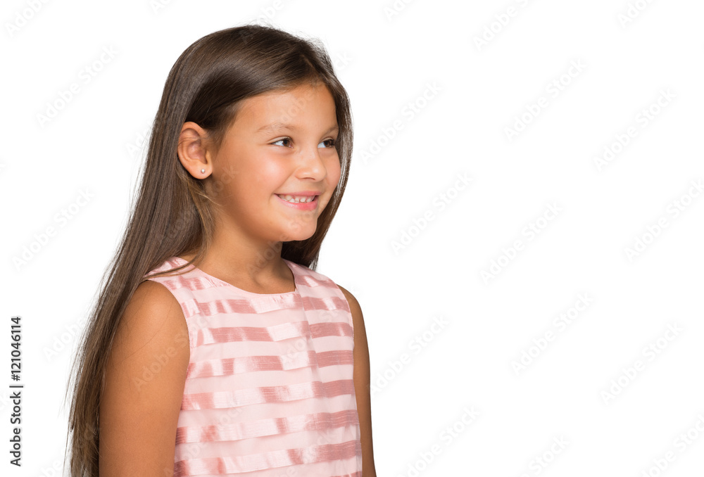 Smiling cute little girl with copyspace on the side Smiling cute little girl with copyspace on the side