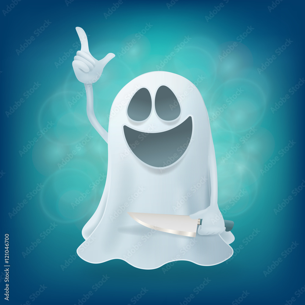 laughing funny cartoon ghost character with knife Stock Vector | Adobe Stock laughing funny cartoon ghost character with knife Stock Vector | Adobe Stock
