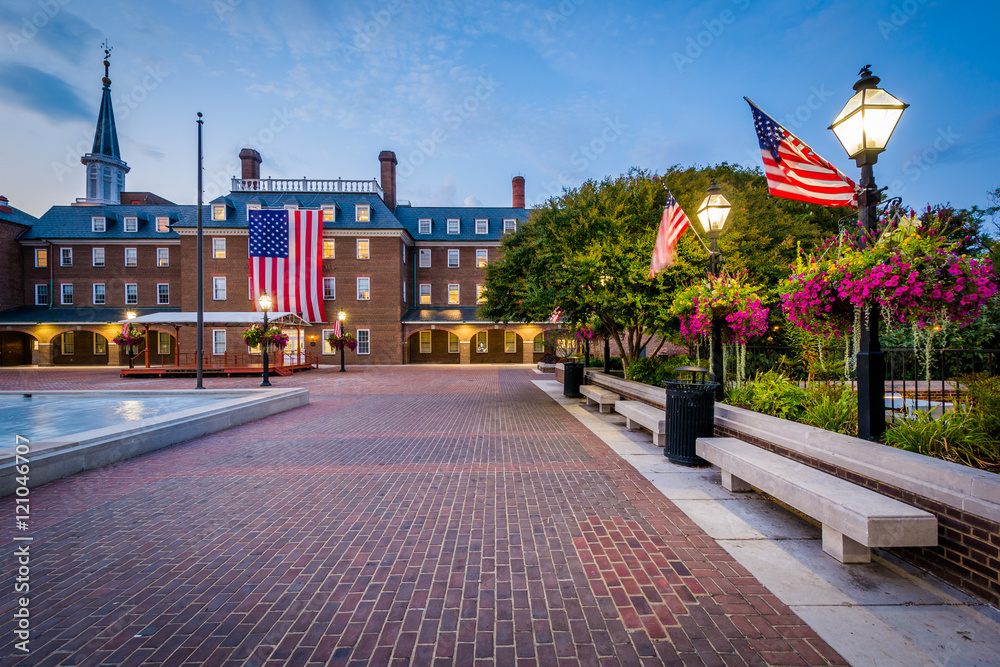 Market Square and City Hall at night, in Old Town, Alexandria, V