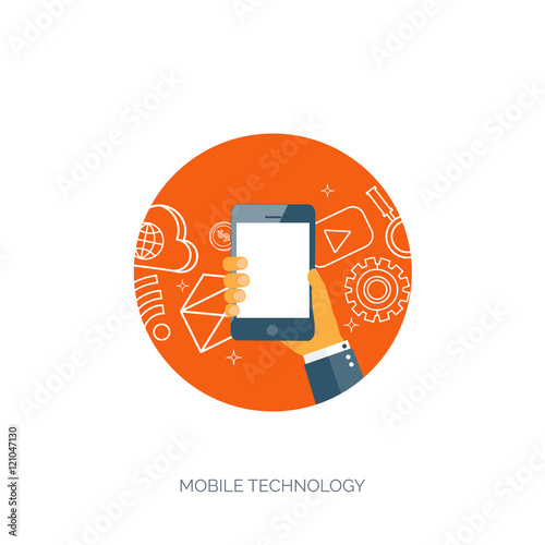 Vector illustration. Flat background. Social media, chatting. Global communication. Laptop, computer, loudspeaker. Emailing. Web chat, internet messages. Sms.