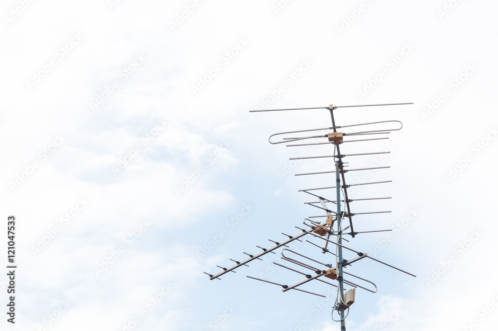 television antenna on Cloud blue sky background television antenna on Cloud blue sky background