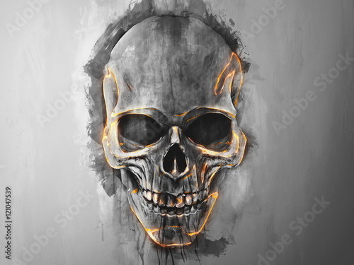 Black skull energy glow - illustration