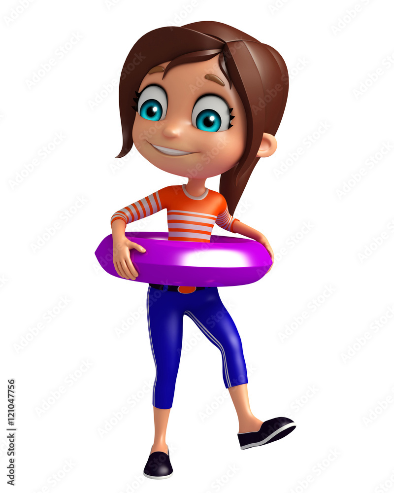 kid girl with Swimming tube kid girl with Swimming tube