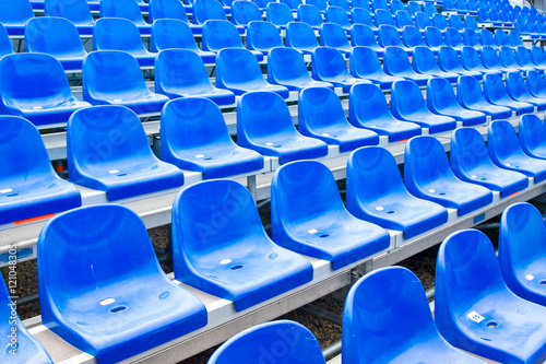 Empty blue stadium seats 