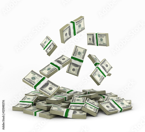 pile of money american dollar bills 3d render