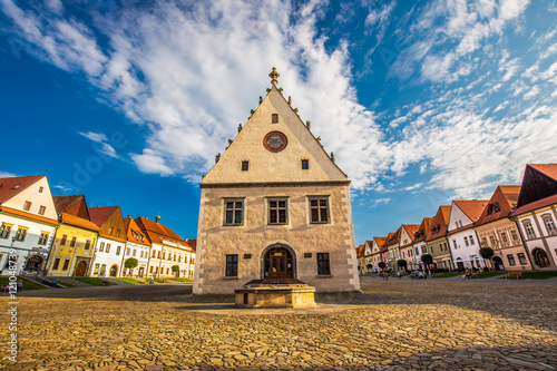 Tableau sur toile Historic city center of Bardejov with town hall.