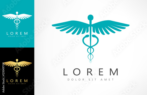 Caduceus medical logo. Emblem for drugstore or medicine.