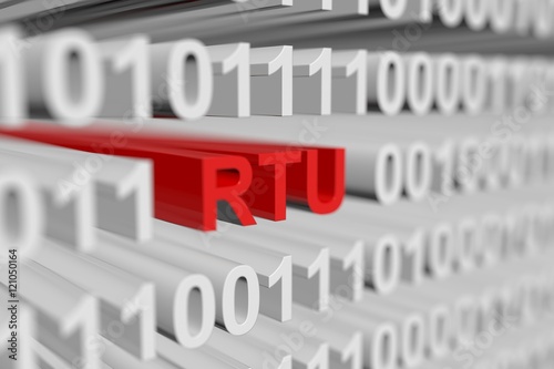 RTU binary code with blurred background 3D illustration photo