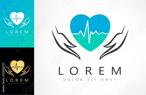 Illustration of save heart with heartbeat concept 