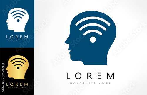 Illustration of a male head icon with a wifi