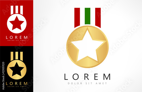 medal with ribbon logo vector