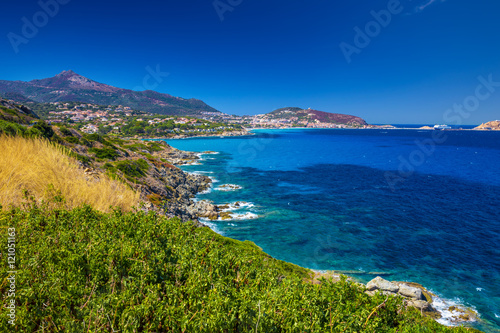 Beautiful view to coastline near Lile Rousse on Corsica